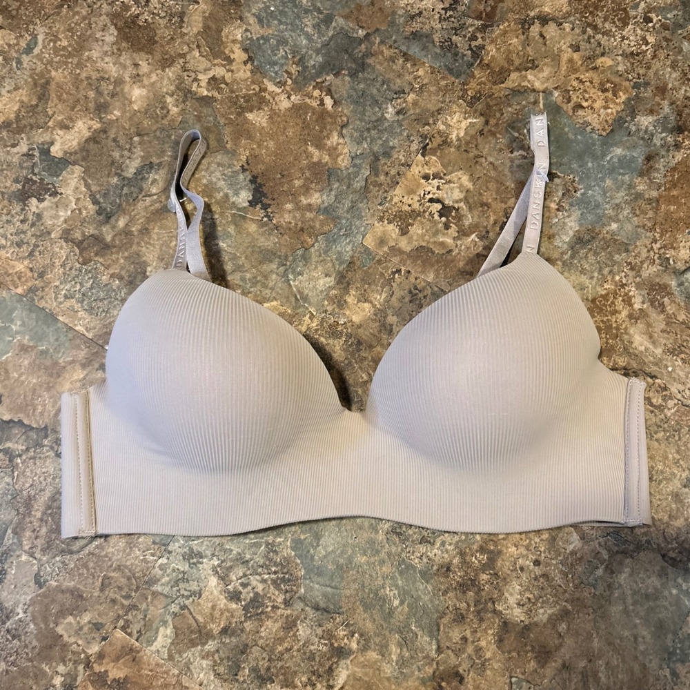Danskin Push Up Bra Womens Size 38C Brown Ribbed Padded Back Closure